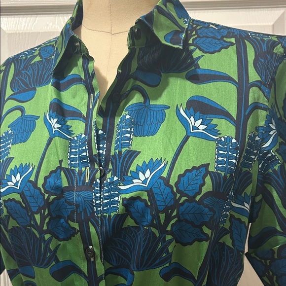 BROOKS BROTHERS Green and Blue Floral Shirt Dress - Picture 5 of 13